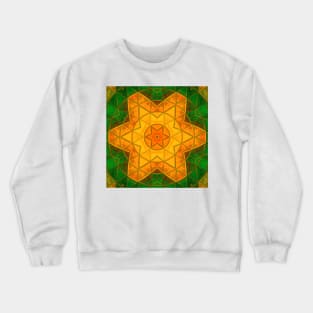 Mosaic Mandala Flower Green and Yellow Crewneck Sweatshirt